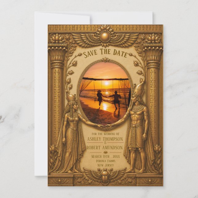 Editable Ancient Egyptian Save the Date Template (Front)