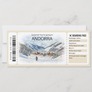 Editable Andorra Plane ticket, Andorra Trip Invitation