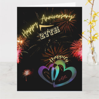 Editable - Anniversary Congratulation in Fireworks Card