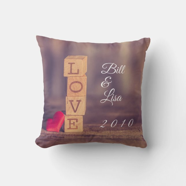 Editable Anniversary Keepsake or Valentine Pillow (Front)