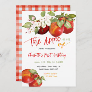 Editable Apple of our Eye Birthday Party  Invitation