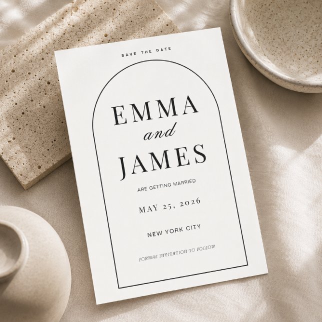 Editable Arch Shape Minimal Save the Date Invitation (Elegant arch design for a timeless and modern Save the Date announcement.)