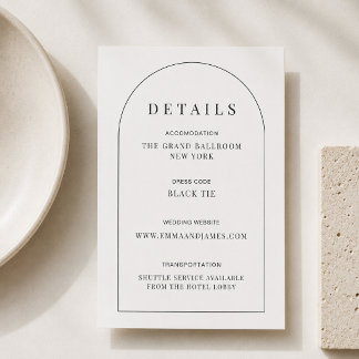 Editable Arch Shape Minimal Wedding Details Card