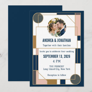 Editable Art Deco Wedding Invitation with Photo