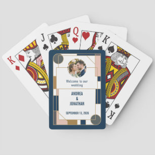 Editable Art Deco Wedding Invitation with Photo Po Playing Cards