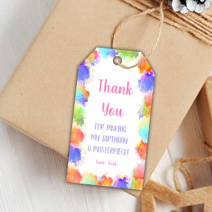 Editable Art Party Favour Tags with Colour Splash