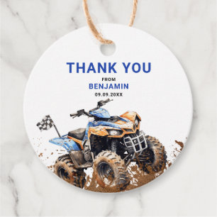 Editable ATV Wheeler Bike Birthday Thank You Tag