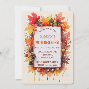 Editable Autumn Maple and Acorns Invitation