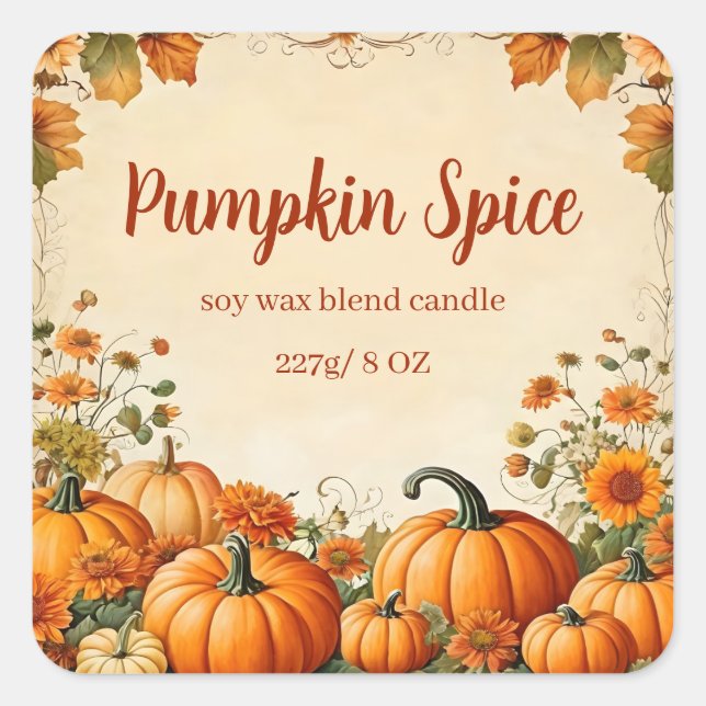 Editable Autumn Pumpkin Spice  Square Sticker (Front)