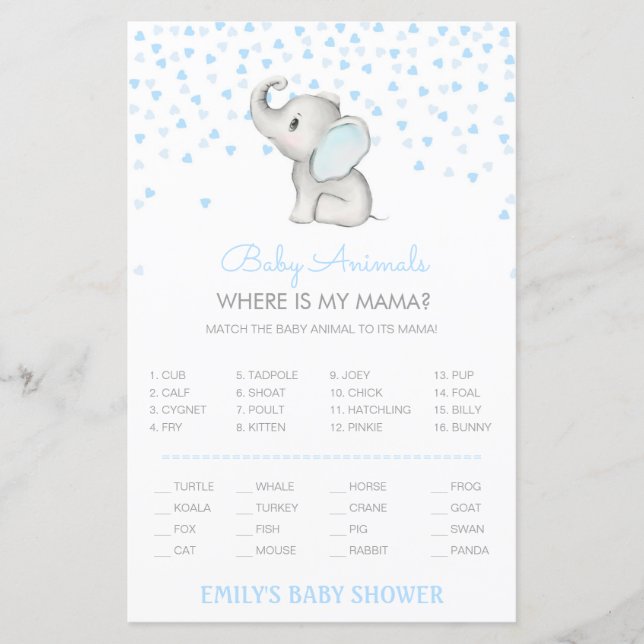 Editable Baby Animal Match, Where is Mama w Answer (Front)