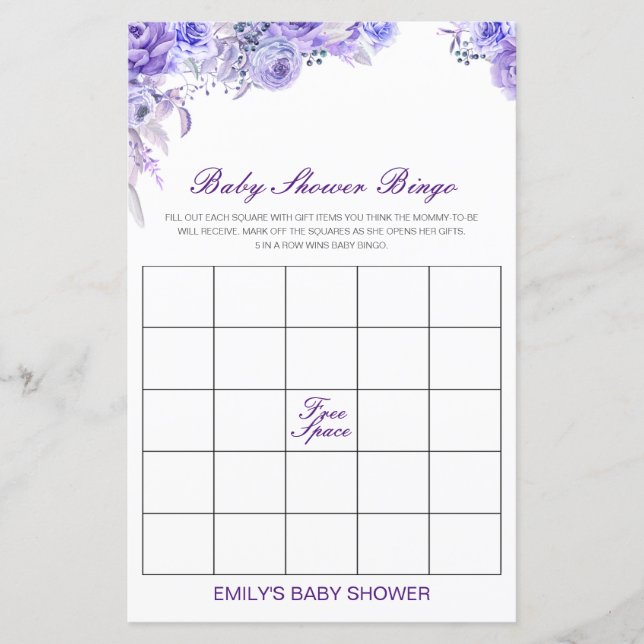 Editable Baby Bingo Baby Shower Game PRINTED (Front)