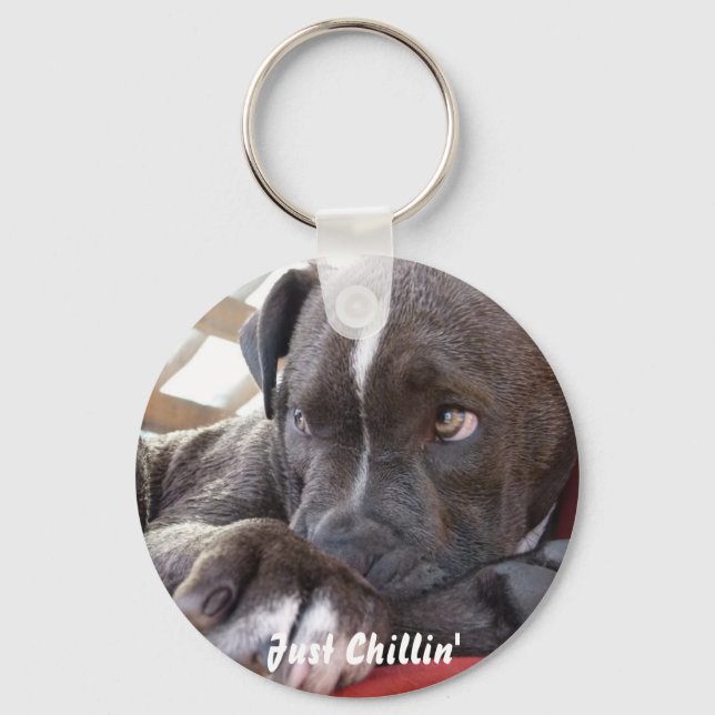 Editable Baby Pitbull Puppy Key Ring (Front)