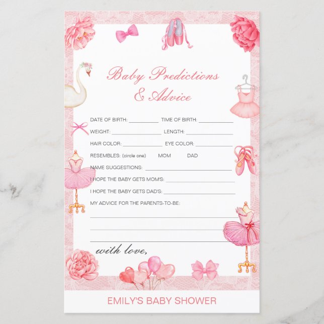 Editable Baby Prediction and Advice Baby Shower (Front)