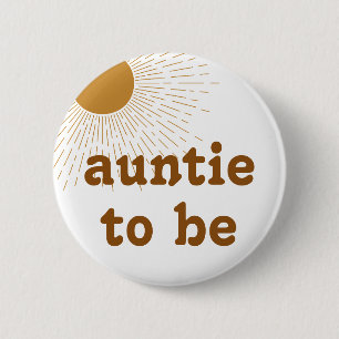 Editable Baby Shower Auntie To Be 6 Cm Round Badge