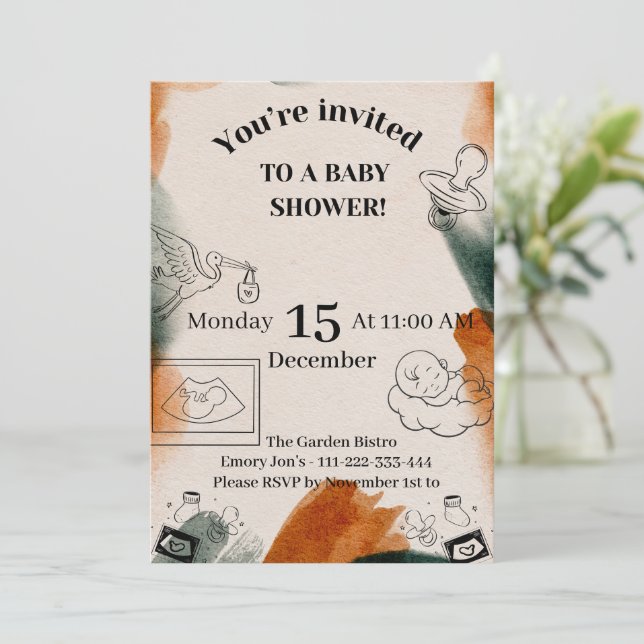 Editable Baby Shower Invite | Minimalist Pacifier (Standing Front)