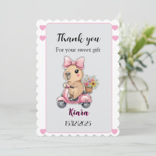 Editable Baby Shower Thank You Card Cute capybara