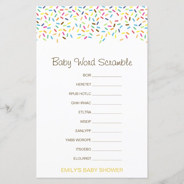 Editable Baby Word Scramble with Answer (Front)