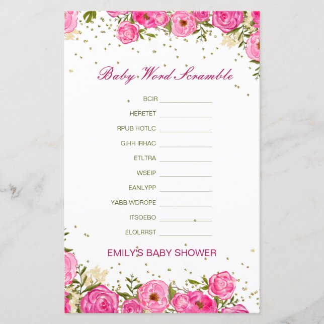 Editable Baby Word Scramble with Answer (Front)