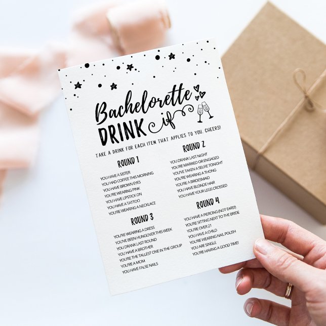 Editable Bachelorette DRINK IF Hen Party Game Card (Creator Uploaded)