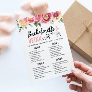 Editable Bachelorette DRINK IF Hen Party Game Card