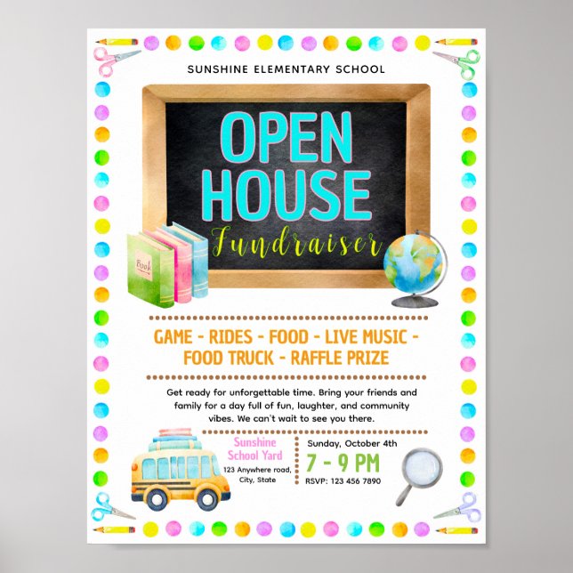 Editable back to school daycare Fundraiser Flyer Poster (Front)