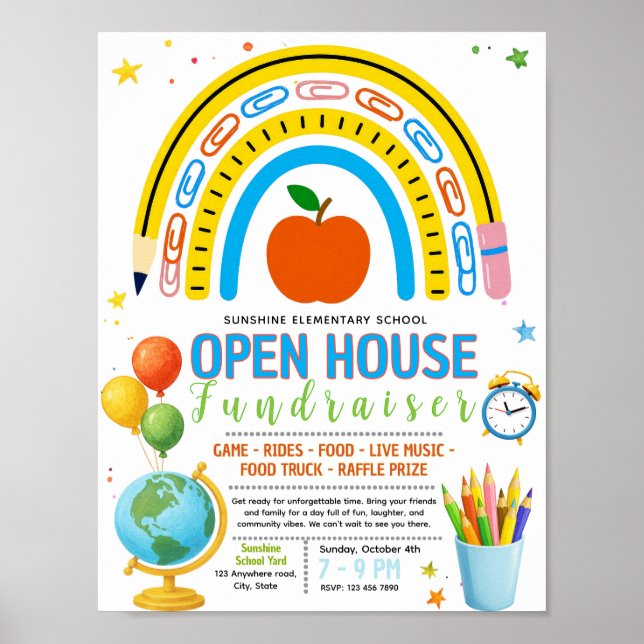 Editable back to school Fundraiser Flyer Poster (Front)