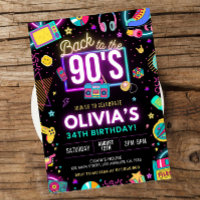 Editable Back to the 90s Birthday Invitation, 90s 