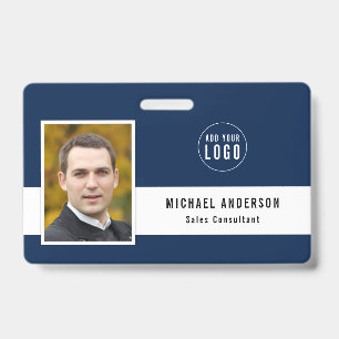 Editable Background Color Add Your Logo Photo Name ID Badge