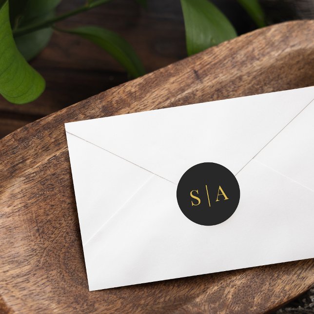 Editable Background Color Wedding Monogram Classic Round Sticker (Creator Uploaded)