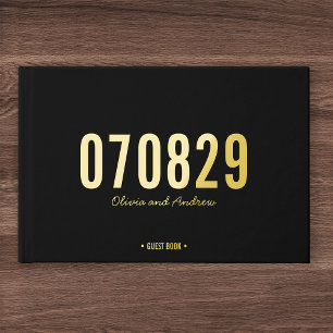 Editable Background Colour Date Bold Modern Weddin Guest Book