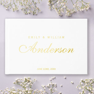 Editable Background Colour Elegant Wedding Script Guest Book