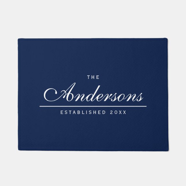 Editable Background Colour Established Family Name Doormat (Front)