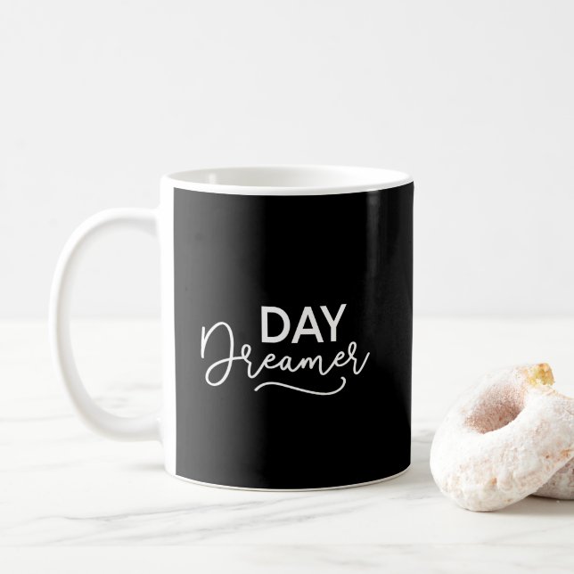Editable Background Colour Modern Day Dreamer Coffee Mug (With Donut)