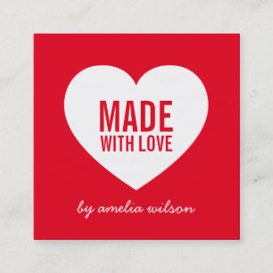 Editable Background Colour Modern Made with Love Square Business Card