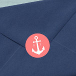 Editable Background Colour Monogram Anchor Wedding Classic Round Sticker<br><div class="desc">This nautical monogram wedding sticker features an anchor in white against an editable background colour; to change it from coral to the colour of your choice, click the customise button. Check out matching wedding items here https://www.zazzle.com/collections/editable_color_nautical_anchor_wedding_2-119876283767110974?rf=238364477188679314&tc=rc . Personalise it by replacing the placeholder text. For more options such as to...</div>