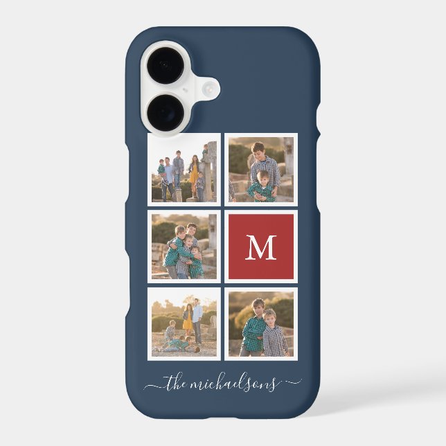 Editable Background Colour Monogram Photo Collage (Back)