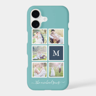 Editable Background Colour Monogram Photo Collage