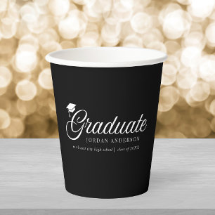 Editable Background Colour Mortarboard Graduate Paper Cups