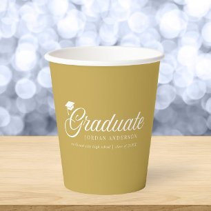 Editable Background Colour Mortarboard Graduate Paper Cups