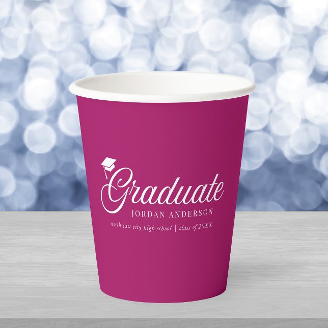 Editable Background Colour Mortarboard Graduate Paper Cups (Creator Uploaded)