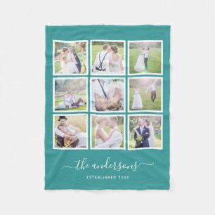 Editable Background Colour Photo Collage Script Fleece Blanket