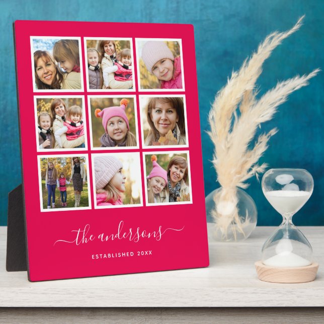 Editable Background Colour Photo Collage Script Plaque (Side)