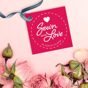 EDITABLE Background Colour Sewn with Love Tag