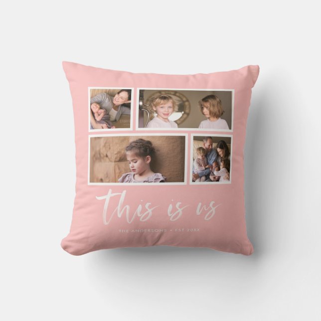 Editable Background Colour This is Us Photo Collag Cushion (Front)