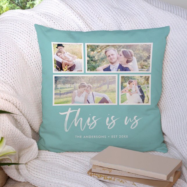 Editable Background Colour This is Us Photo Collag Cushion (Creator Uploaded)