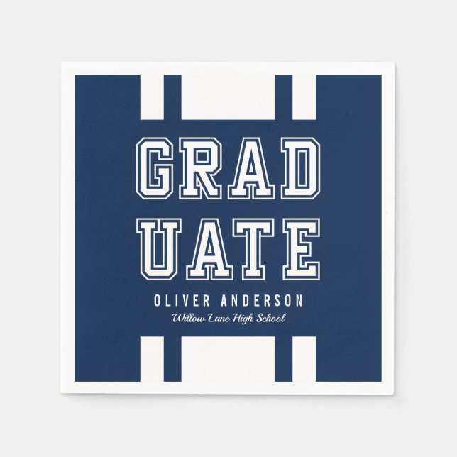 Editable Background Colour Varsity Graduate Napkin (Front)