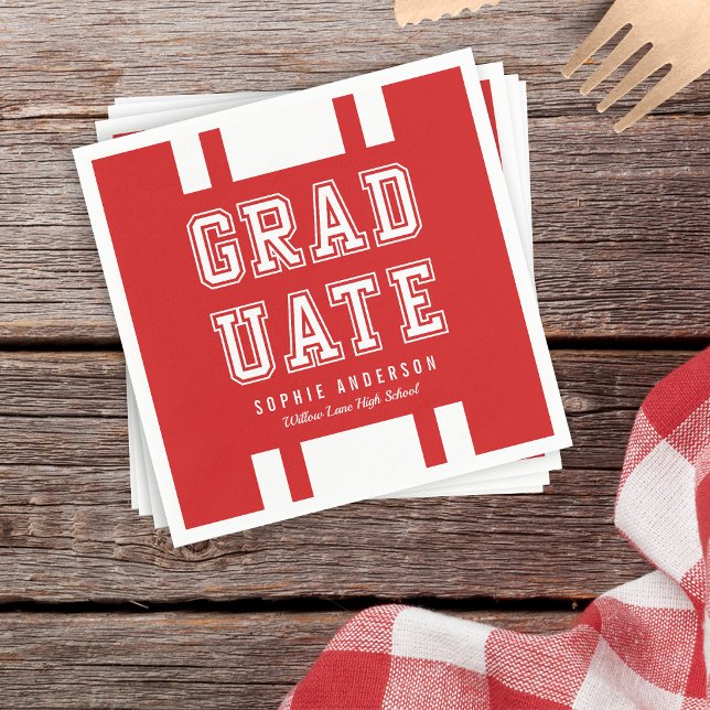 Editable Background Colour Varsity Graduate Napkin (Creator Uploaded)