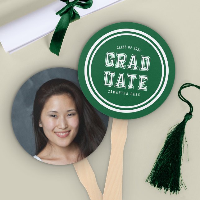 Editable Background Colour Varsity Graduate Photo Hand Fan (Creator Uploaded)