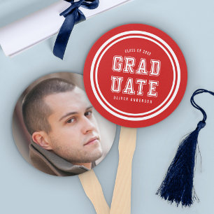 Editable Background Colour Varsity Graduate Photo Hand Fan