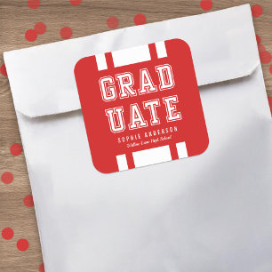 Editable Background Colour Varsity Graduate Square Sticker